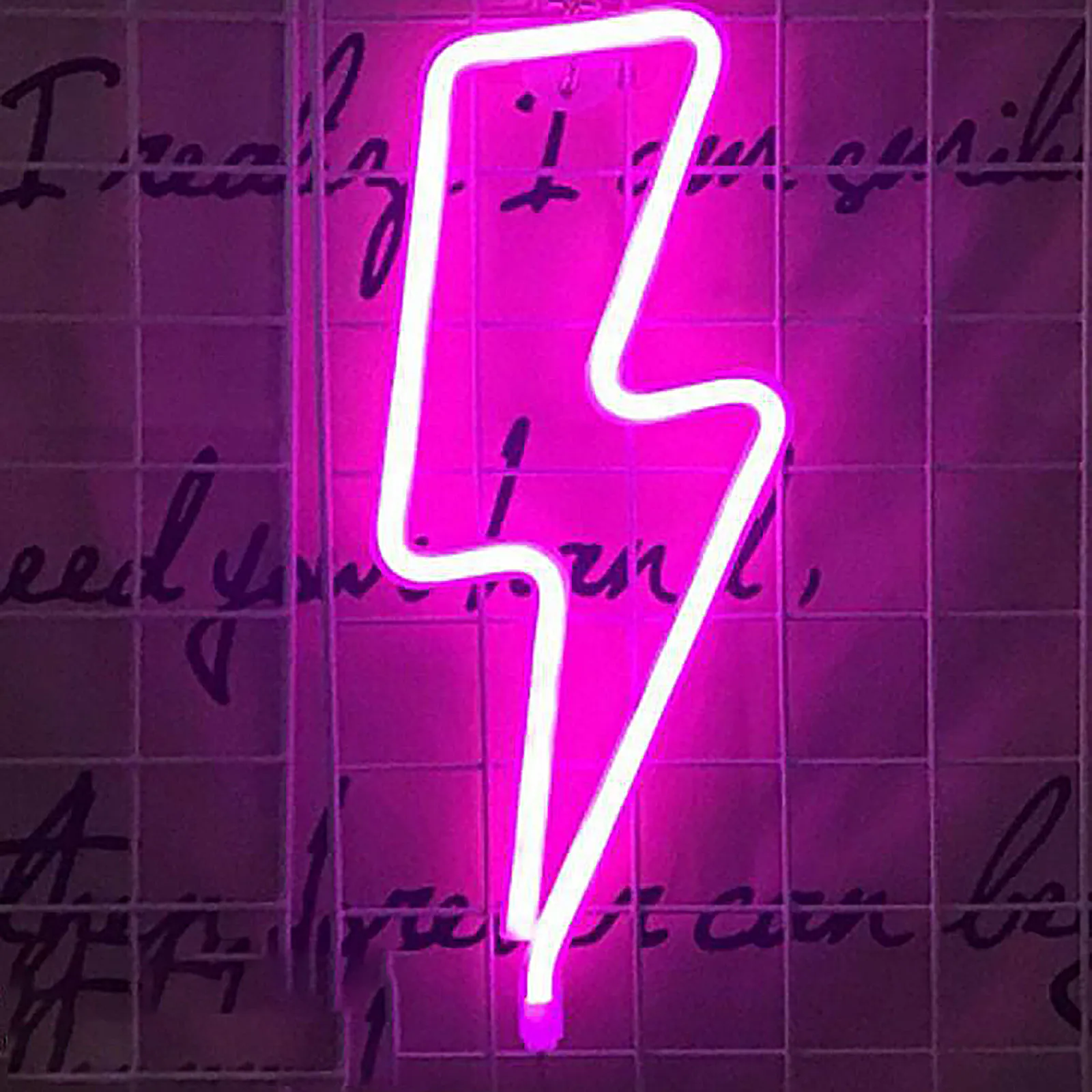 LED Neon Sign Lightning Shaped USB Battery Operated Night Light Decorative Table Lamp For Home Party Living Room Xmas Gift | Лампы и