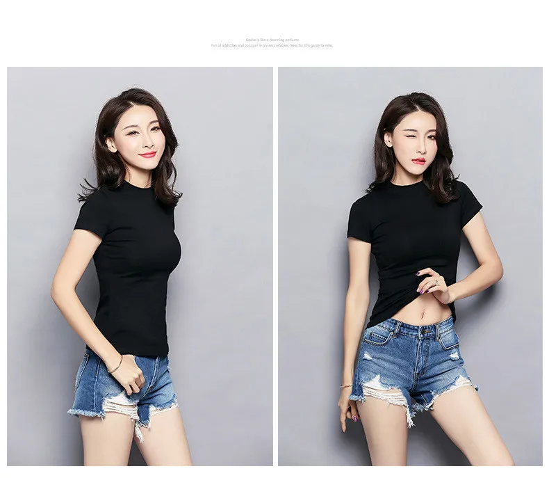 MRMT 2025 Brand New Women's T Shirt Half High Collar Solid Color Short-sleeved T-shirt for Female Tops Tshirt