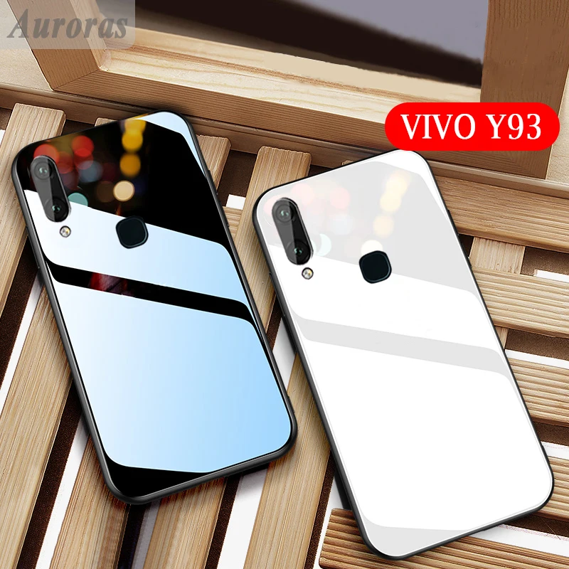 

Auroras Tempered Glass Case For VIVO Y93 with Soft Frame Shockproof Back Phone Cover For VIVO Y93 Cases Funda