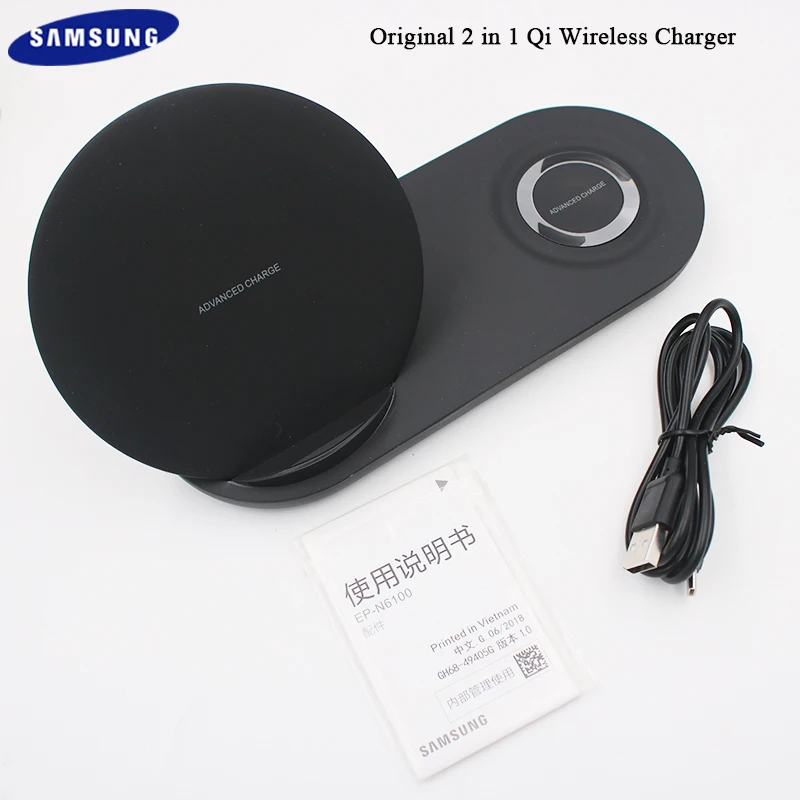 Original Samsung Note9 Qi Wireless Charger 2 In 1 Fast Charging Base For Samsung S8 S9 S10 Plus Note 10+ Watch Gear S2 S3 S4