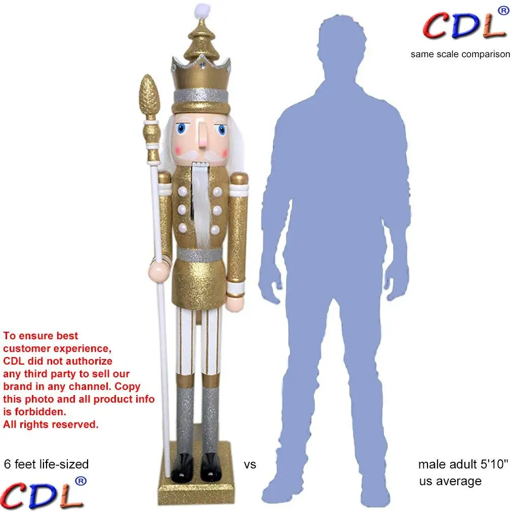 CDL 6 футов/180 см/6 футов/6 футов в натуральную величину большой/Гигантский синий блестящий Рождественский деревянный Щелкунчик король и солдат украшение кукла K33