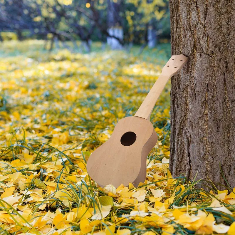 21 дюймов белая деревянная Гавайская гитара Ukulele soprano Гавайская гитара Uke комплект музыкальный инструмент DIY