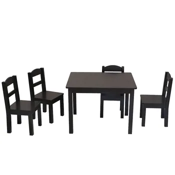 

Children's Table and Chair Set Espresso (1 Table and 4 Chairs) Children 's Game Learning Home playroom Furniture for Age 3 to 8