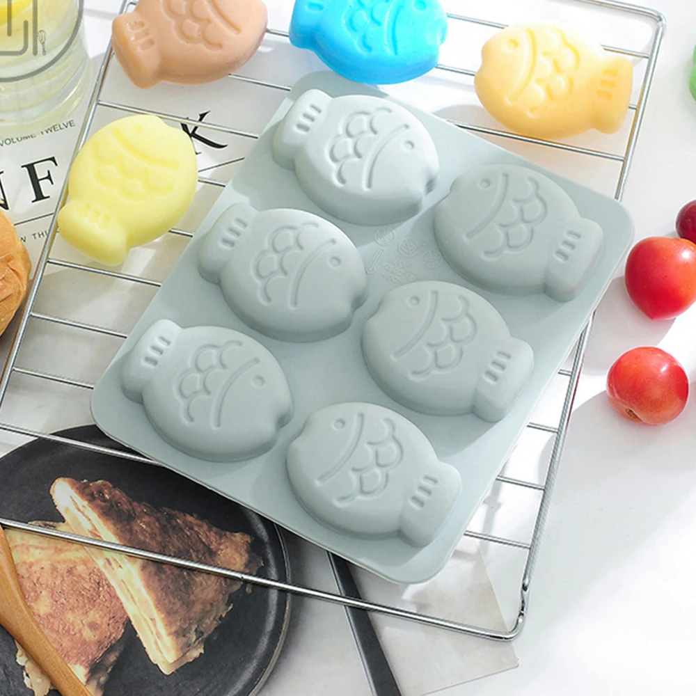 6 holes Cute Fish Shape Silicone Cake Mold Chocolate Cake Fondant Clay Mold Kitchen Cooking Decoration Cake Mould Tools#05