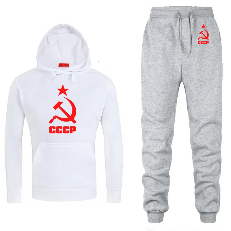 Зимний, осенний, теплый спортивный костюм для мужчин, толстовка с капюшоном, куртка+ спортивные штаны, костюм, уникальный, CCCP, российский, СССР, Советский Союз, спортивная одежда с принтом - Цвет: 803