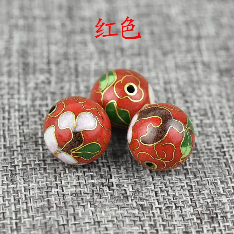 Chinese Polished Cloisonne Enamel 16mm Round Beads Handmade DIY Jewelry Making Bracelet Necklace Copper Accessories