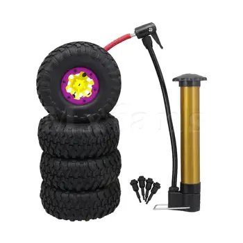 

Mxfans 4 Pieces RC1:10 Inflatable Tires & Yellow Wheel Rims with Purple Clips