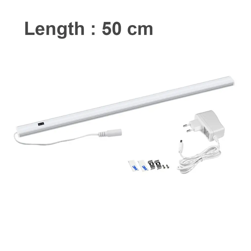 1x50CM with Power Светодиодный светильник с датчиком движения ручной развертки, сменный цветной ночной Светильник для спальни, кухни, шкафа, шкафа, настенный светильник - Испускаемый цвет: 1x50CM with Power
