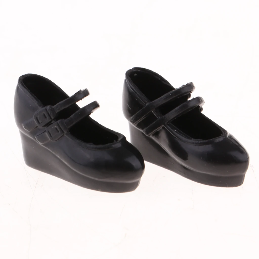 Black Single Shoes Slope Heels For 12inch Blythe Pullip 1/6 BJD MSD Doll Toy