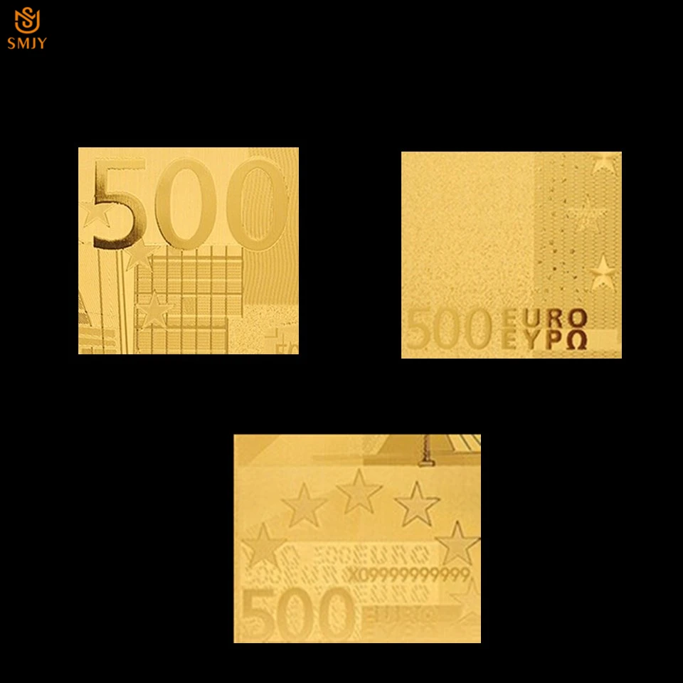 Золотая фольга Европейская валюта 500 евро Деньги 24k позолоченные копии банкнот