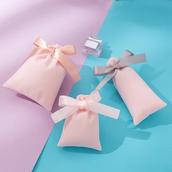 

50pcs Pink Velvet Drawstring Bags Personalized Cute Jewelry Packaging Bags Pouches Chic Wedding Party Favor Gift Bags Custom