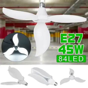 

LED Garage Lamp Deform Light Foldable Fan Blade LED Pendant Light E27 Bulb 360Degrees Angle Adjustable 6500K Ceiling Lamp85-265V