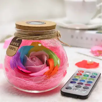 

LED First Flower Rose In Glass Flasks Receive Immortal Flower Romantic Gift For Lovers Birthday Gifts Home Decor Remote Control