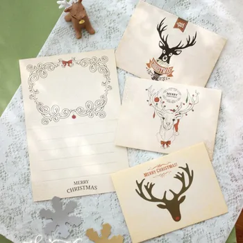 

Creative Elk Greeting Paper Card Best Wishes Foldable Message Note Birthday Blessing Thank You Happy Xmas Small Stationery Gift