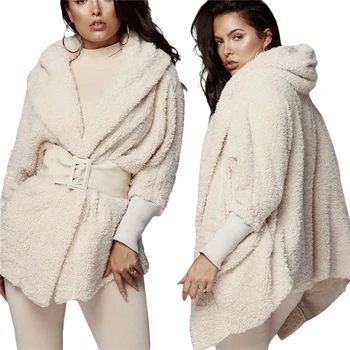 

Women Fleece Plush Casual Two Piece Set Long Sleeve Hooded Cardigan Coat Autumn Winter Outwear + Shorts Fashion Outfits