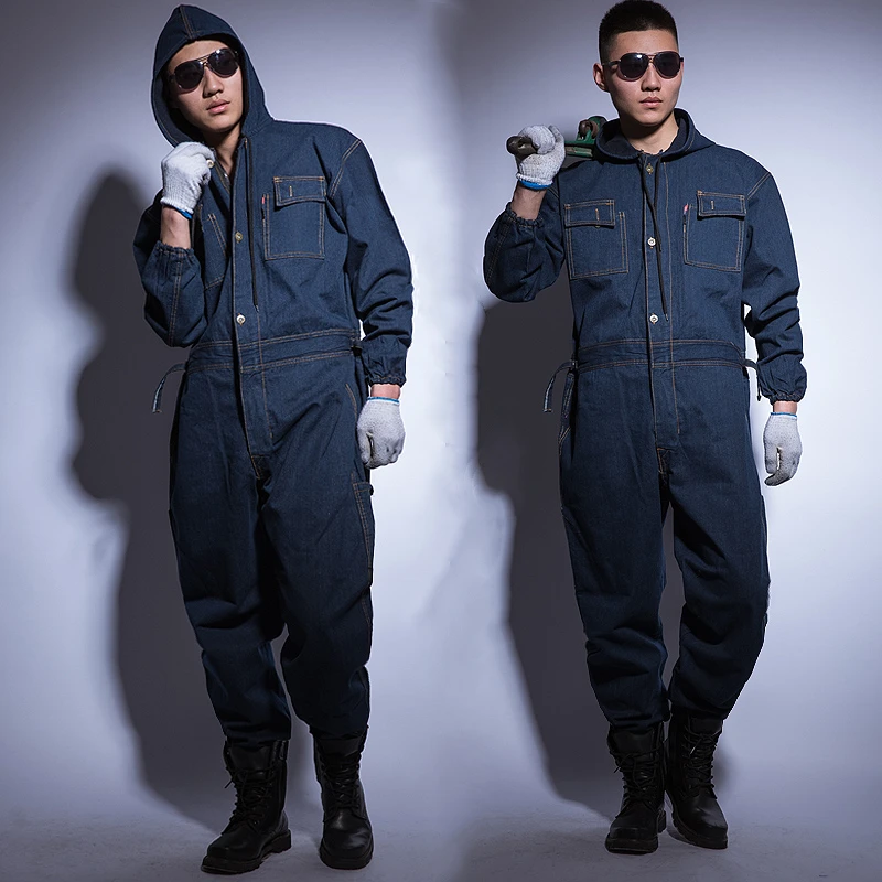 Jumpsuit Denim Cotton Thickening Suits Winter Men And Women Welding ...