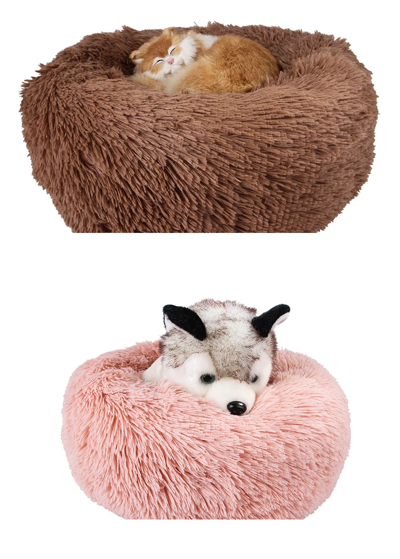 Plush Pet Cat Nest Kennel Hairy Deep Sleep Dog House Round Nest for Cats Small Medium Dogs Poodle Warm Pet Sleeping Mat Sofa Bed (6)