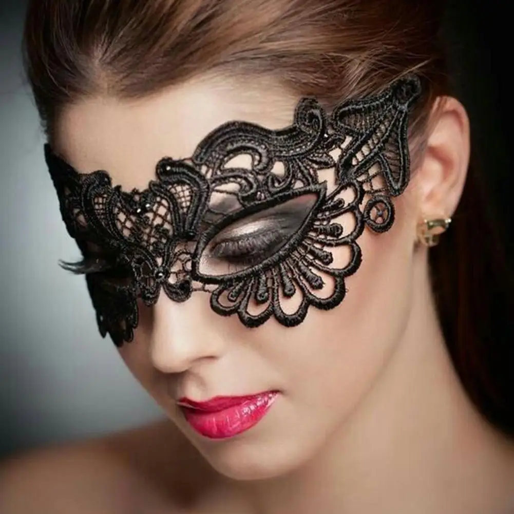 Masque de carnaval en dentelle creuse pour femme, masque facial Tim,  accessoires de fête de Rhde princesse, masque pour les yeux noirs, costume  d'Halloween - AliExpress