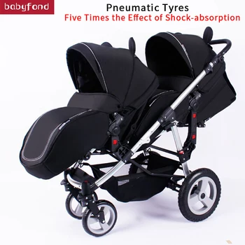 

Twin Baby Trolley High Landscape Shock-proof Two-twin Can Sit And Lie Before After