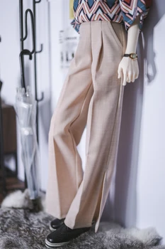 

BJD doll clothes is suitable for 1/3 1/4 MSD size pants Versatile slacks khaki trousers with slit legs doll accessories