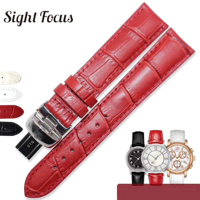14-16-18mm-Red-Women-Watch-Strap-for-Tissot-1853-Dressport-T050-T099-Watch-Bands-Silver