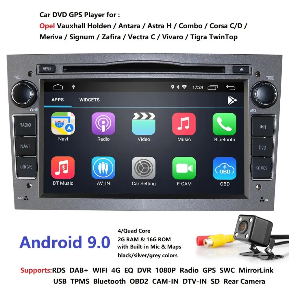 

IPS DSP 2 Din Quad Core 7'' Android 9.0 Car DVD Radio Player For Opel Astra Vectra Antara Zafira Corsa GPS Navi Wifi car stereo