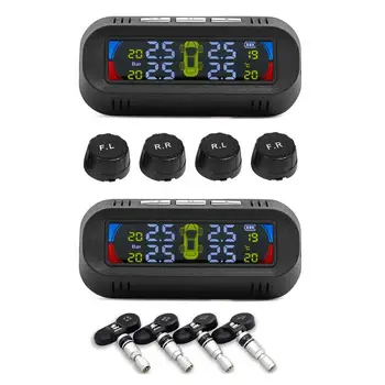 

Durable Tire Pressure Monitor Multi-function AN-10C Solar Car TPMS Tire Pressure Monitoring Temp Alarm System with 4 Sensors