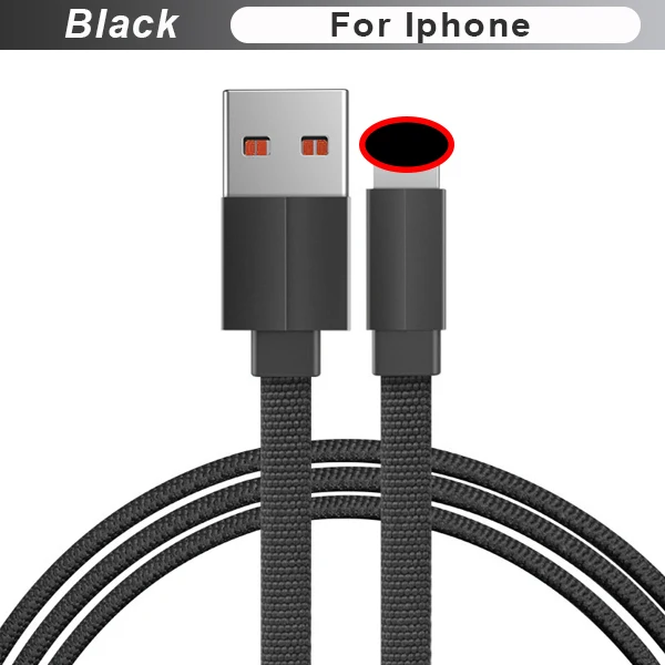 FBYEG 3A usb type-C кабель Micro Usb кабель для iphone Andriod Tpye-C провода Дата кабели для Xiaomi Redmi Note 7 USB-C - Цвет: Black for Iphone