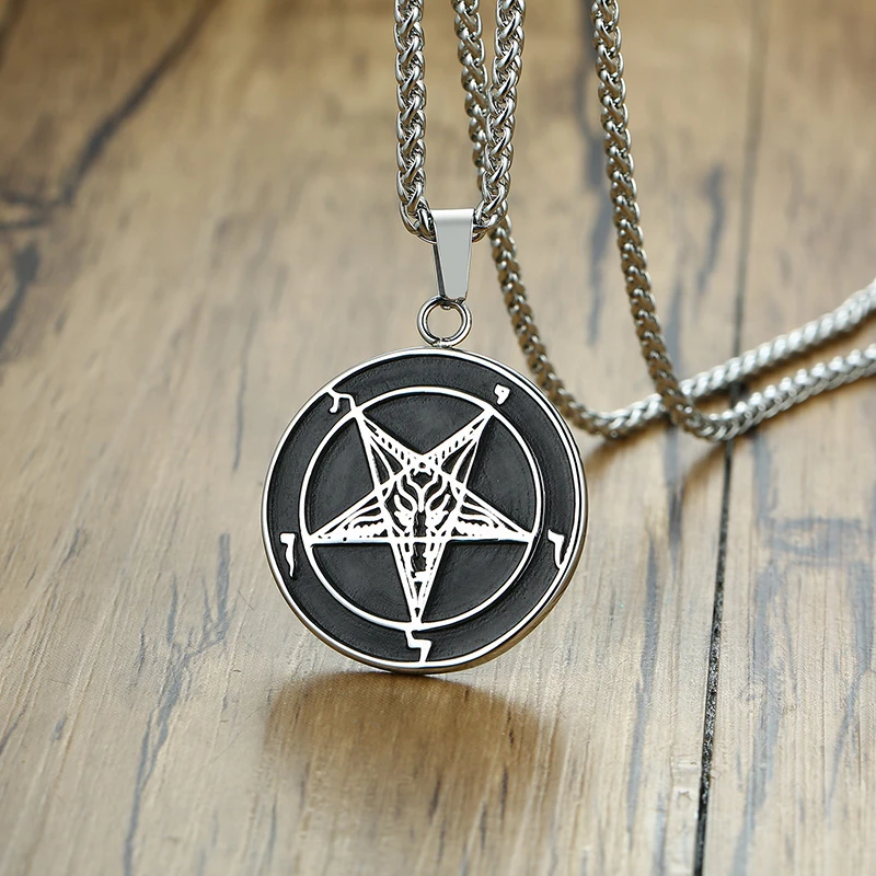 Ожерелье с кулоном Exoticdream Inverted Baphomet Satanic Pentagram Sabbatic Goat Церковь Сатаны Sigil of Lucifer |