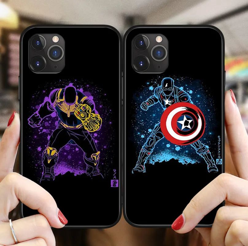 

Marvel Avengers Spiderman Captain America Black Silicone Phone Case For iPhone 11Pro XS MAX XR X 8 7 6 6s Plus 5 SE 5S Case