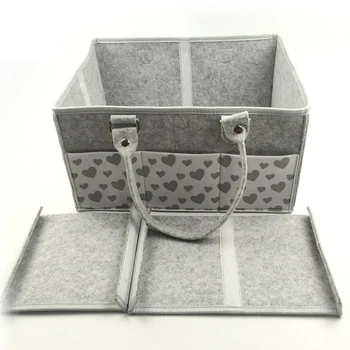 

Kids Clothes Love Print Nappy Organizer Multiple Pockets For Mummy Felt Baby Diaper Bag Travel Portable Detachable Foldable