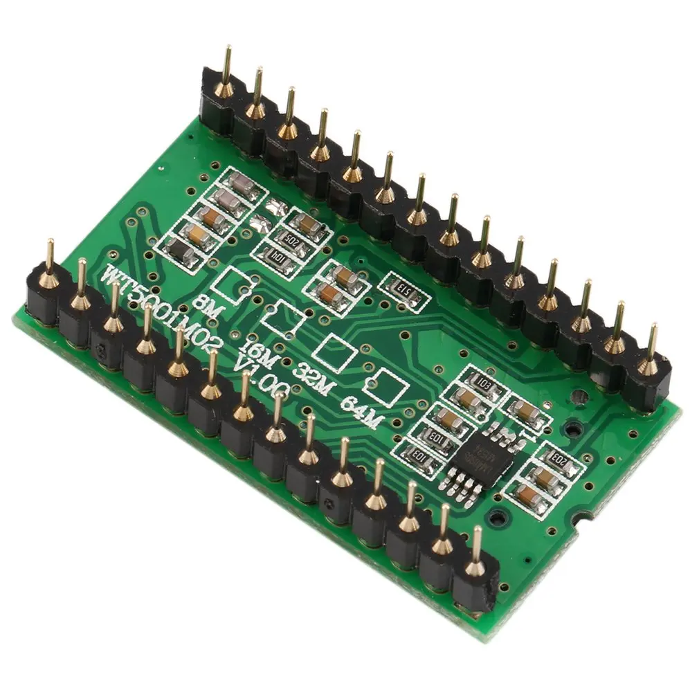 

High Quality Sound Module WT5001M02-28P U-disk Audio Player Card Voice Module MP3 Sound For Arduino Green