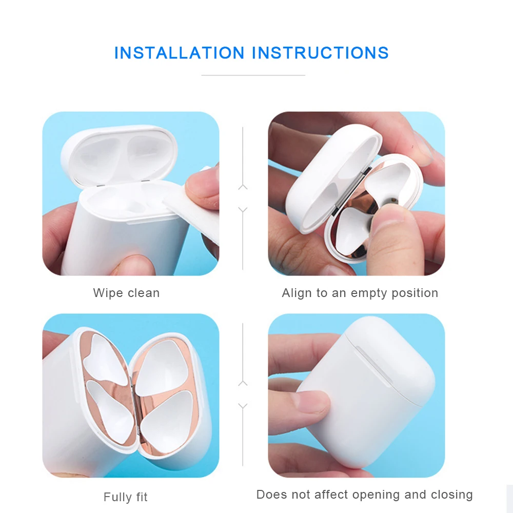 GOOYIYO-металлическая совместимая защита от пыли кожи для AirPods 1 2 с проводным зарядным чехлом, наушники, наушники, защитная наклейка