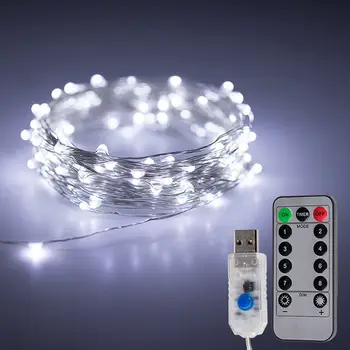 

8 Functions USB Remote Control Copper Wire String Lights for 2021 New Year's eve Christmas Indoor Room Wall Decoration Lights