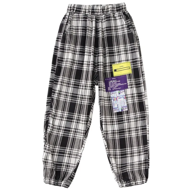 Pants 1 Рубашка в клетку с длинными рукавами в Корейском стиле; комплект со штанами; Детские костюмы для джазовых танцев; детская одежда для уличных танцев; одежда в стиле хип-хоп для мальчиков и девочек - Цвет: Pants 1