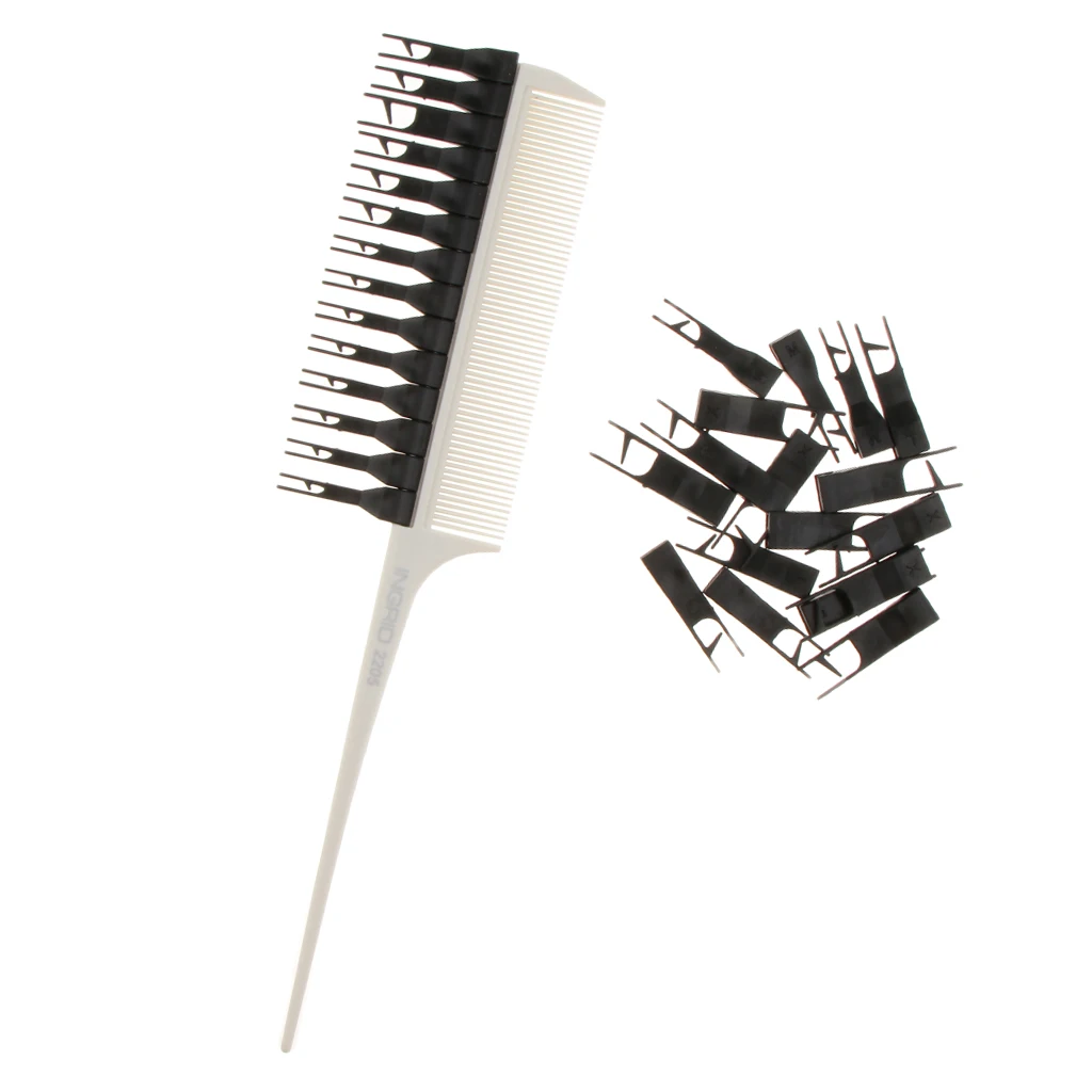 Hair Dyeing Comb Sectioning Highlight Comb Weaving Cutting Brush Salon Hair Coloring Styling Tool with Replace Pins