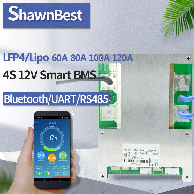 Смарт BMS 4S 12V 60A 80A 100A 120A LiFePO4 Bluetooth APP Программное обеспечение температурная защита