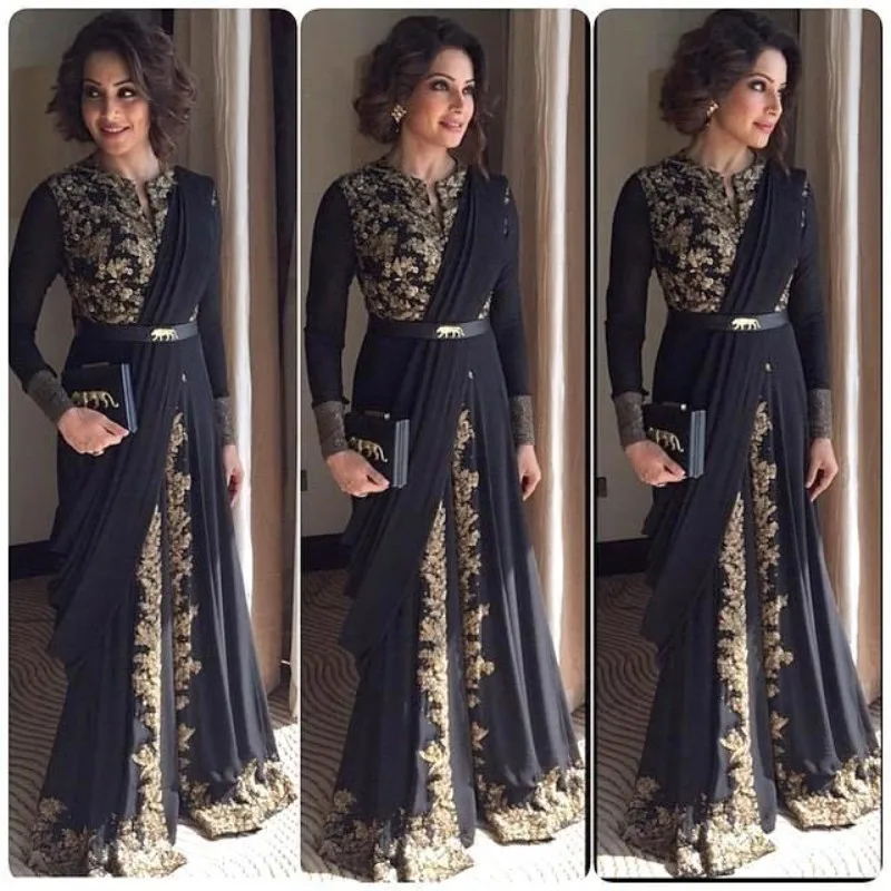 Best Price Moslim Arabische Zwarte Chiffon Gold Applicaties Moeder van de Bruid Jurken 2019 vestido de festa Lange Mouwen Vrouwen Jurken Best Price Moslim Arabische Zwarte Chiffon Gold Applicaties Moeder van de Bruid Jurken 2019 vestido de festa Lange Mouwen Vrouwen Jurken