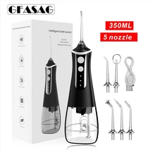 

350ML Oral Irrigator Waterproof Teeth Cleaner USB Rechargeable Water Flosser Portable Waterpulse Electric Dental Wash+5 Nozzle
