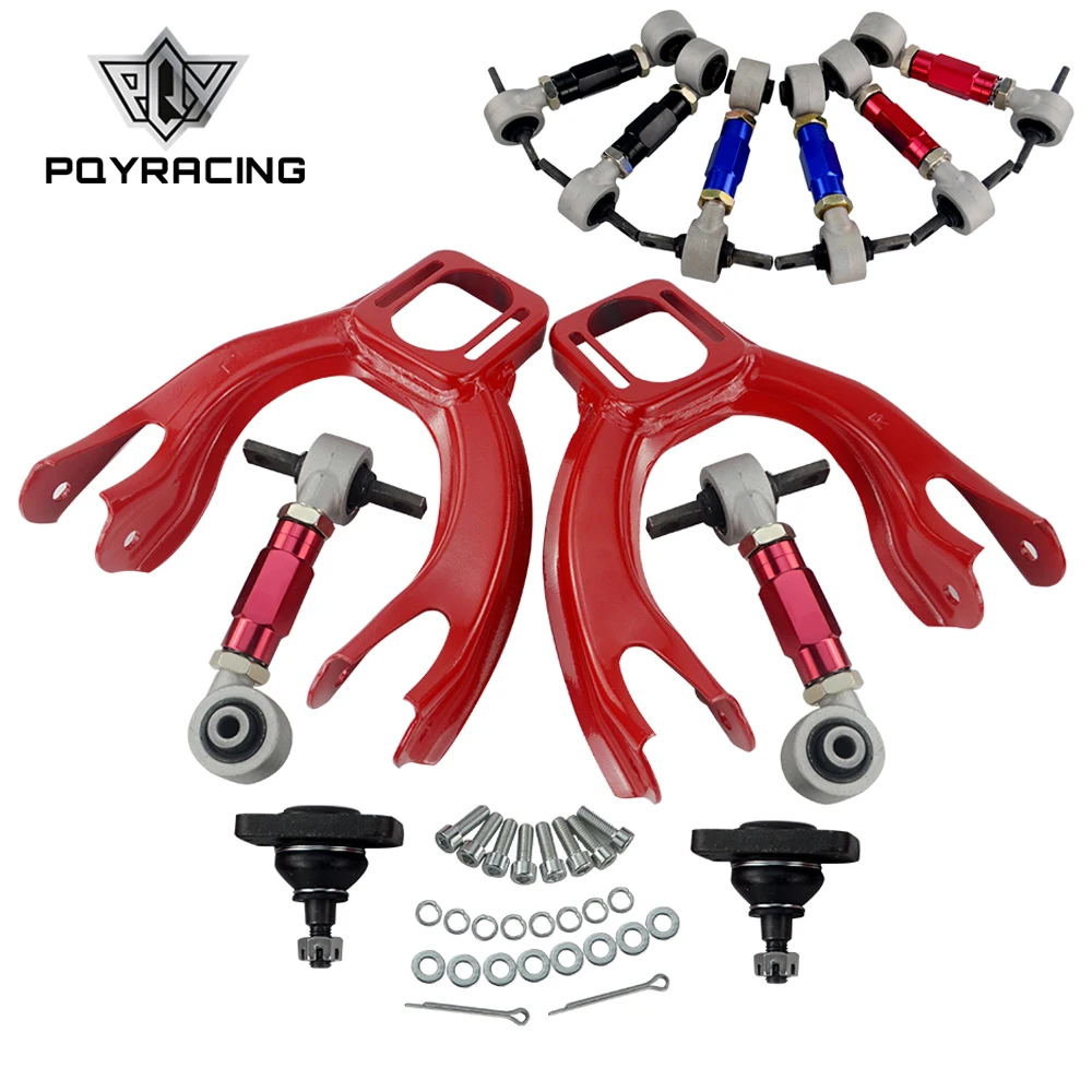 

PQY - FOR HONDA CIVIC 92-95/INTEGRA FRONT UPPER CONTROL ARM TUBE CAMBER KIT + 92-00 Adjustable Rear Camber Arms RED