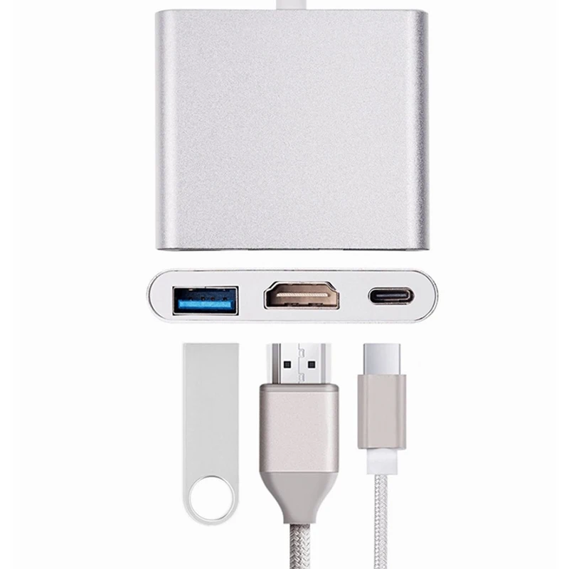 USB C HDMI Тип C Hdmi 4K конвертер адаптер Тип C к hdmi HDMI/USB 3,0/тип-c алюминиевый адаптер для Kind переключатель Apple Macbook