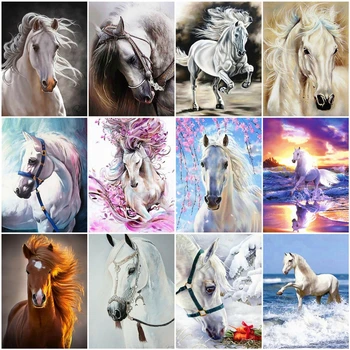 

HUACAN Painting By Number Horse Drawing On Canvas Hand Painted Paintings Art Gift DIY Pictures By Numbers Animal Kits Home Decor