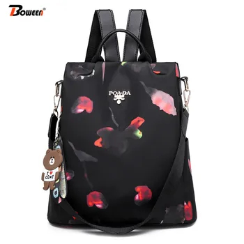 

Anti Theft Backpack Women Oxford Solid Printing Geometry Patchwork Back Pack Ladies Teenage Girl Bagpack Mochila Black 2020