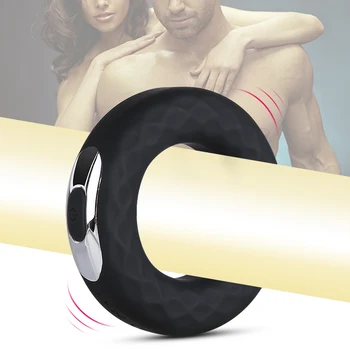 Silicone Vibrating Ring Penis Vibrator Massager Delay Ejaculation Mini Bullet Vibrator Erection Cock Lock Ring Sex Toys for Men 2