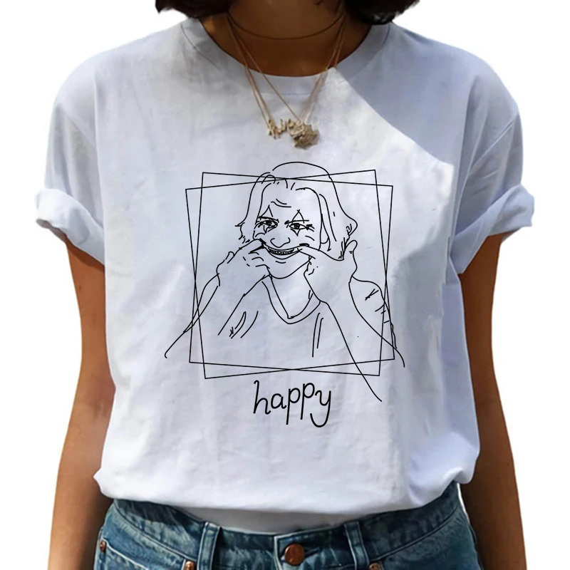 Female Funny Joker T Shirt Women Joaquin Phoenix Harajuku Chucky Horror Tshirt Ulzzang Cartoon T-shirt Graphic Fashion Top Tee - Цвет: 18