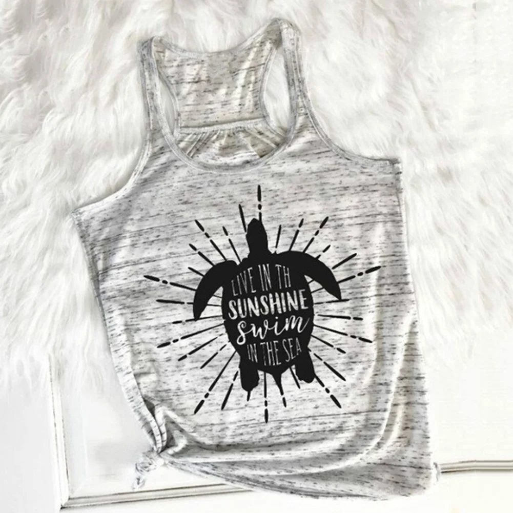 Chic Funny summer female cartoon letter animal print U collar sleeveless vest plus oversize vest