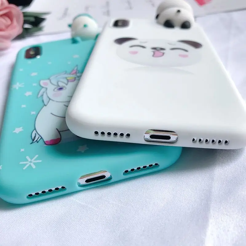 5S SE 3D чехол для iPhone XR корпус 7 Etui медведь Единорог Kawaii Крышка Coque 6 S 8 Plus X XS Max случае