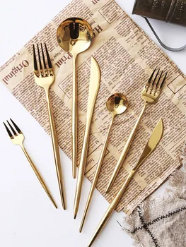 

Pcs Gold Spoon Stainless Steel Cutlery Dinnerware Set Golden Dinnerware Cubiertos Navidad Knife Fork Spoon Travel Set II50DCS