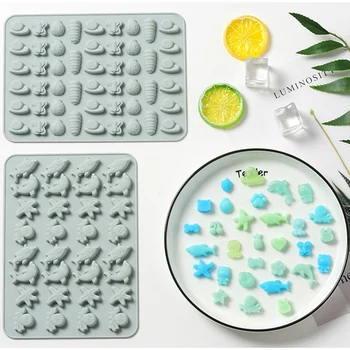 

1PC Cute Cartoon Silicone Gummy Molds Candy Chocolate Geometry Animal Sea Fruit Ice Cube Moulds M