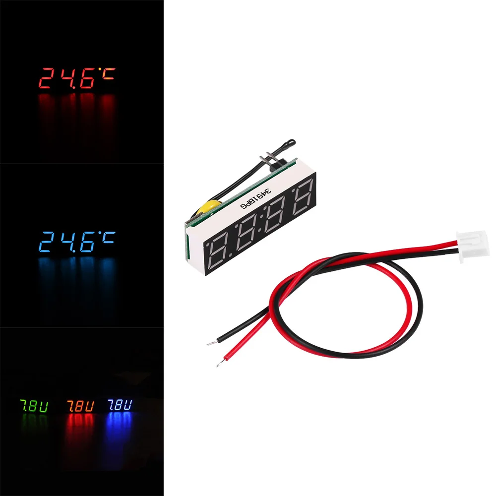 Mini Car Digital 3 IN 1 Clock Thermometer Voltmeter Electronic Interior LED Display Timer Motorcycle Modification car clock car clock thermometer car voltmeter thermometer